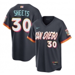 Men's San Diego Padres #30 Gavin Sheets Obsidian 2026 City Connect Stadium Stitched Baseball Jersey Men's San Diego Padres #30 Gavin Sheets Obsidian 2026 City Connect Stadium Stitched Baseball Jersey