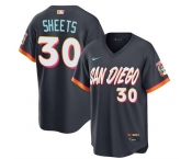 Men's San Diego Padres #30 Gavin Sheets Obsidian 2026 City Connect Stadium Stitched Baseball Jersey Men's San Diego Padres #30 Gavin Sheets Obsidian 2026 City Connect Stadium Stitched Baseball Jersey