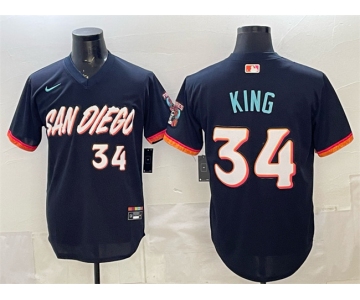Men's San Diego Padres #34 Michael King Obsidian 2026 City Connect Stadium Stitched Baseball Jersey
