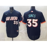 Men's San Diego Padres #35 Randy Jones Obsidian 2026 City Connect Stadium Stitched Baseball Jersey Men's San Diego Padres #35 Randy Jones Obsidian 2026 City Connect Stadium Stitched Baseball Jersey