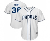 Men's San Diego Padres #38 Aaron Loup Replica White Home Cool Base Baseball Jersey Men's San Diego Padres #38 Aaron Loup Replica White Home Cool Base Baseball Jersey