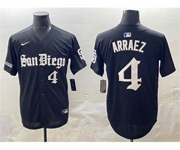 Men's San Diego Padres #4 Luis Arraez Black Gothic Edition Vapor Limited Stitched Baseball Jersey