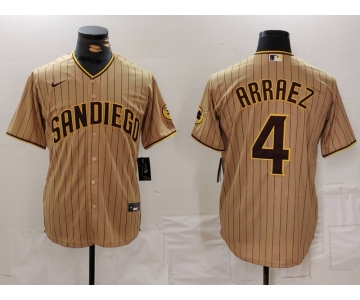 Men's San Diego Padres #4 Luis Arraez Tan Cool Base Stitched Baseball Jersey