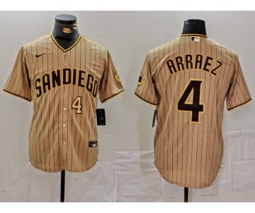 Men's San Diego Padres #4 Luis Arraez Tan Cool Base Stitched Baseball Jerseys