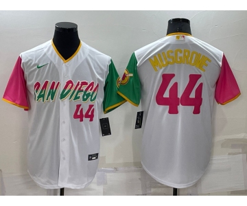 Men's San Diego Padres #44 Joe Musgrove White Number 2022 City Connect Cool Base Stitched Jersey