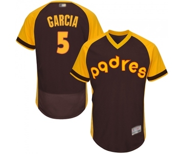 Men's San Diego Padres #5 Greg Garcia Brown Alternate Cooperstown Authentic Collection Flex Base Baseball Jersey