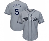 Men's San Diego Padres #5 Greg Garcia Replica Grey Road Cool Base Baseball Jersey Men's San Diego Padres #5 Greg Garcia Replica Grey Road Cool Base Baseball Jersey