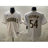 Men's San Diego Padres #54 Freddy Fermin White Cool Base Stitched Baseball Jersey Men's San Diego Padres #54 Freddy Fermin White Cool Base Stitched Baseball Jersey