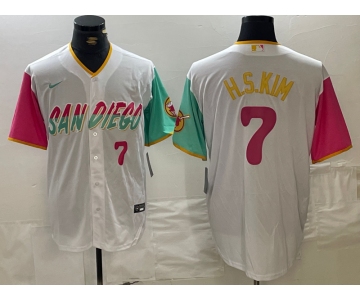 Men's San Diego Padres #7 Ha Seong Kim Number White 2023 City Connect Cool Base Stitched Jersey