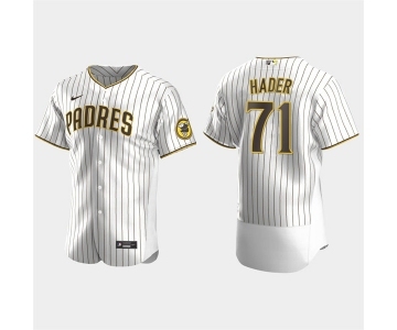 Mens San Diego Padres #71 Josh Hader White Brown Pinstripe Home FlexBase Player Jersey