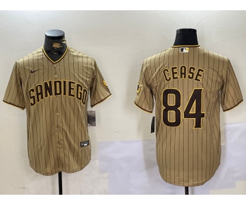 Men's San Diego Padres #84 Dylan Cease Khaki Team Logo Stitched Cool Base Nike Jersey
