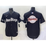 Men's San Diego Padres Team Big Logo Black Gothic Edition Vapor Limited Stitched Baseball Jersey