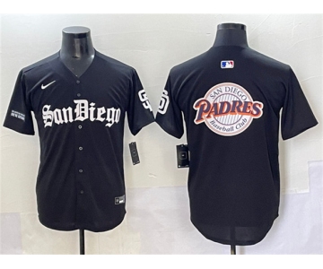 Men's San Diego Padres Team Big Logo Black Gothic Edition Vapor Limited Stitched Baseball Jersey