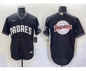 Men's San Diego Padres Team Big Logo Black Stitched Baseball Jersey