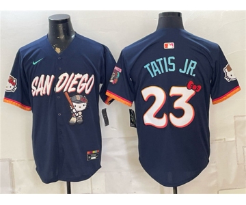 Men's San Diego Padres X Hello Kitty #23 Fernando Tatis Jr. Obsidian 2026 City Connect Stadium Stitched Baseball Jersey