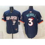 Men's San Diego Padres X Hello Kitty #3 Jackson Merrill Obsidian 2026 City Connect Stadium Stitched Baseball Jersey Men's San Diego Padres X Hello Kitty #3 Jackson Merrill Obsidian 2026 City Connect Stadium Stitched Baseball Jersey