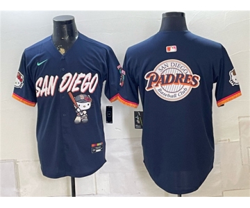 Men's San Diego Padres X Hello Kitty Team Big Logo Obsidian 2026 City Connect Stadium Stitched Baseball Jersey