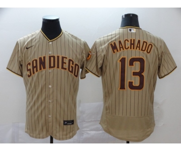 Nike Men's Majestic San Diego Padres  #13 Manny Machado Grey Strip  Flexbase Authentic Collection MLB Jersey