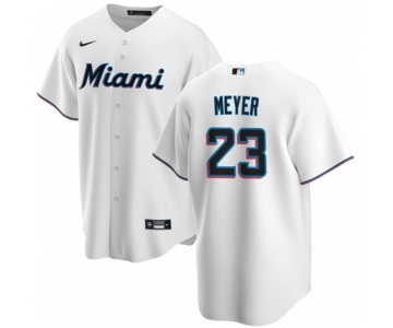 Men's Miami Marlins #23 Max Meyer White Cool Base Stitched Baseball Jersey