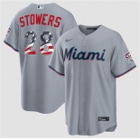 Men's Miami Marlins #28 Kyle Stowers Gray USA 250 Fourth of July Home Stitched Baseball Jersey Men's Miami Marlins #28 Kyle Stowers Gray USA 250 Fourth of July Home Stitched Baseball Jersey