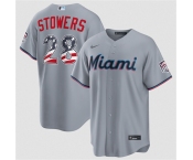 Men's Miami Marlins #28 Kyle Stowers Gray USA 250 Fourth of July Home Stitched Baseball Jersey Men's Miami Marlins #28 Kyle Stowers Gray USA 250 Fourth of July Home Stitched Baseball Jersey
