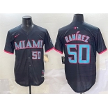 Men's Miami Marlins #50 Agustín Ramírez Black 2025 City Connect Limited Stitched Baseball Jersey