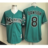 Men's Miami Marlins #8 Andre Dawson Teal Throwback Stitched Baseball Jersey Men's Miami Marlins #8 Andre Dawson Teal Throwback Stitched Baseball Jersey