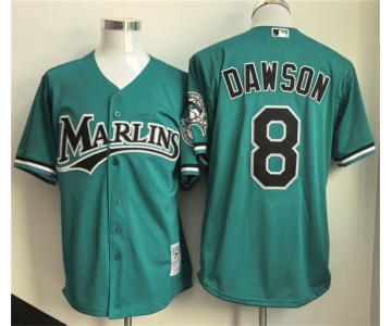 Men's Miami Marlins #8 Andre Dawson Teal Throwback Stitched Baseball Jersey