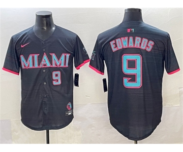 Men's Miami Marlins #9 Xavier Edwards Black 2025 City Connect Limited Stitched Jersey