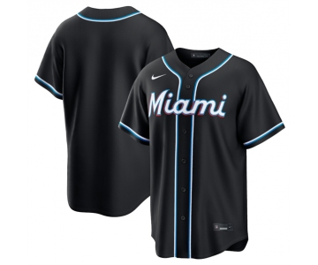 Men's Miami Marlins Blank 2026 Black Out Stitched Baseball Jersey
