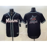Men's Miami Marlins Team Big Logo 2026 Fashion Replica Black Out Stitched Baseball Jersey Men's Miami Marlins Team Big Logo 2026 Fashion Replica Black Out Stitched Baseball Jersey
