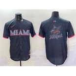 Men's Miami Marlins Team Big Logo Black 2025 City Connect Limited Stitched Baseball Jersey