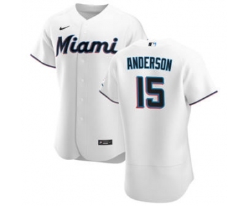 Men's Nike Miami Marlins #15 Brian Anderson White Home 2020 Authentic Player Baseball Jersey