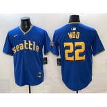 Men Seattle Mariners #22 Bryan Woo Royal 2025 Limited Stitched jersey Men Seattle Mariners #22 Bryan Woo Royal 2025 Limited Stitched jersey