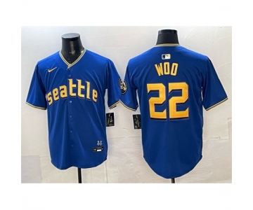 Men Seattle Mariners #22 Bryan Woo Royal 2025 Limited Stitched jersey