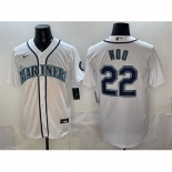 Men Seattle Mariners #22 Bryan Woo White Cool Base Stitched Baseball Jersey Men Seattle Mariners #22 Bryan Woo White Cool Base Stitched Baseball Jersey