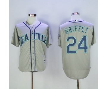 Men Seattle Mariners #24 Ken Griffey Grey New Cool Base2016 Hall Of Fame Patch Stitched Baseball Jersey
