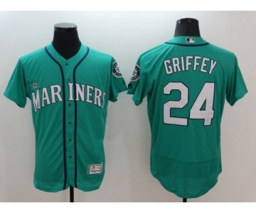 Men Seattle Mariners #24 Ken Griffey Majestic Green Flexbase Authentic Collection Player Jersey