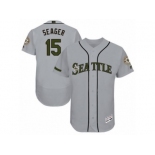 Men's Majestic Seattle Mariners #15 Kyle Seager Grey Memorial Day Authentic Collection Flex Base MLB Jersey Men's Majestic Seattle Mariners #15 Kyle Seager Grey Memorial Day Authentic Collection Flex Base MLB Jersey
