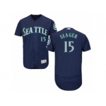 Men's Majestic Seattle Mariners #15 Kyle Seager Navy Blue Flexbase Authentic Collection MLB Jersey