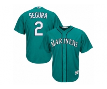 Men's Majestic Seattle Mariners #2 Jean Segura Replica Teal Green Alternate Cool Base MLB Jersey