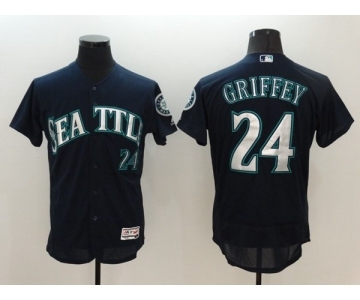 Men's Majestic Seattle Mariners #24 Ken Griffey Navy Blue Flexbase Authentic Collection MLB Jersey