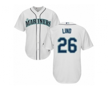 Men's Majestic Seattle Mariners #26 Adam Lind Replica White Home Cool Base MLB Jersey