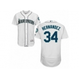 Men's Majestic Seattle Mariners #34 Felix Hernandez White Flexbase Authentic Collection MLB Jersey Men's Majestic Seattle Mariners #34 Felix Hernandez White Flexbase Authentic Collection MLB Jersey