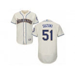 Men's Majestic Seattle Mariners #51 Ichiro Suzuki Cream Flexbase Authentic Collection MLB Jersey Men's Majestic Seattle Mariners #51 Ichiro Suzuki Cream Flexbase Authentic Collection MLB Jersey