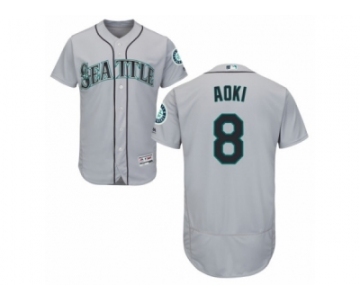 Men's Majestic Seattle Mariners #8 Norichika Aoki Grey Flexbase Authentic Collection MLB Jersey