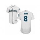Men's Majestic Seattle Mariners #8 Norichika Aoki White Flexbase Authentic Collection MLB Jersey Men's Majestic Seattle Mariners #8 Norichika Aoki White Flexbase Authentic Collection MLB Jersey