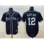 Men's Seattle Mariners #12 Josh Naylor 2026 Fashion Replica Black Out Stitched Baseball Jersey Men's Seattle Mariners #12 Josh Naylor 2026 Fashion Replica Black Out Stitched Baseball Jersey