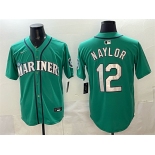 Men's Seattle Mariners #12 Josh Naylor Aqua Limited Stitched jersey