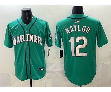 Men's Seattle Mariners #12 Josh Naylor Aqua Limited Stitched jersey